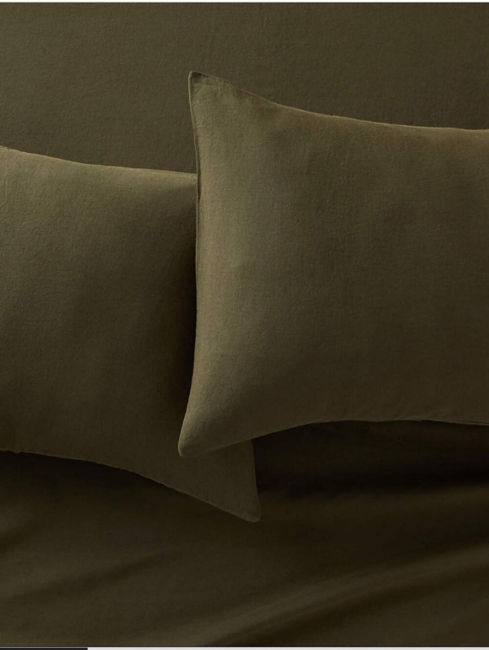 NEW!!! CB2 Classic European Linen Forest Green King Pillowcases Set of 2